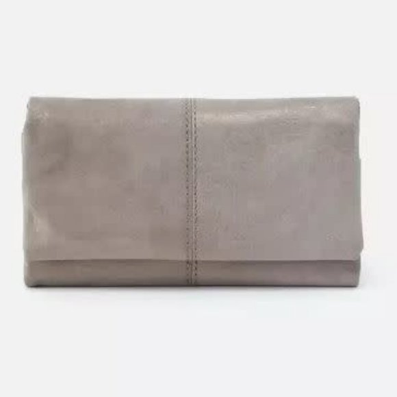 NWT New Hobo Keen Continental Wallet Granite Gold Leather Retired Rare